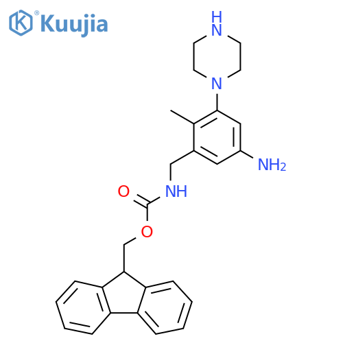 (9H-fluoren-9-yl)methyl N-{5-amino-2-methyl-3-(piperazin-1-yl)phenylmethyl}carbamate structure