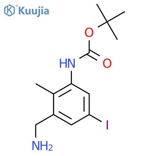 tert-butyl N-3-(aminomethyl)-5-iodo-2-methylphenylcarbamate structure
