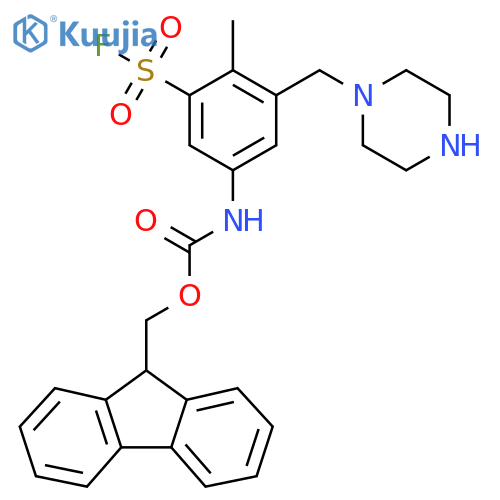 (9H-fluoren-9-yl)methyl N-3-(fluorosulfonyl)-4-methyl-5-(piperazin-1-yl)methylphenylcarbamate structure