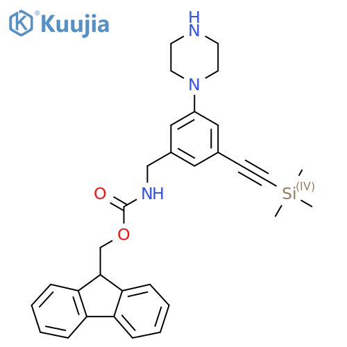(9H-fluoren-9-yl)methyl N-{3-(piperazin-1-yl)-5-2-(trimethylsilyl)ethynylphenylmethyl}carbamate structure