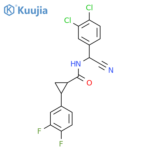 N-[Cyano-(3,4-dichlorophenyl)methyl]-2-(3,4-difluorophenyl)cyclopropane-1-carboxamide structure