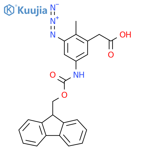 2-3-azido-5-({(9H-fluoren-9-yl)methoxycarbonyl}amino)-2-methylphenylacetic acid structure