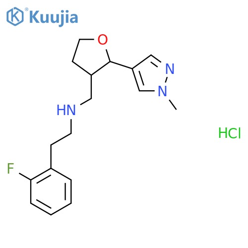2-(2-fluorophenyl)ethyl({2-(1-methyl-1H-pyrazol-4-yl)oxolan-3-ylmethyl})amine hydrochloride structure