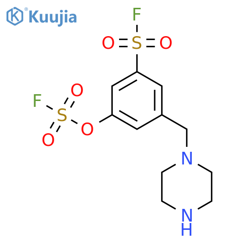 3-[(Fluorosulfonyl)oxy]-5-[(piperazin-1-yl)methyl]benzene-1-sulfonyl fluoride structure