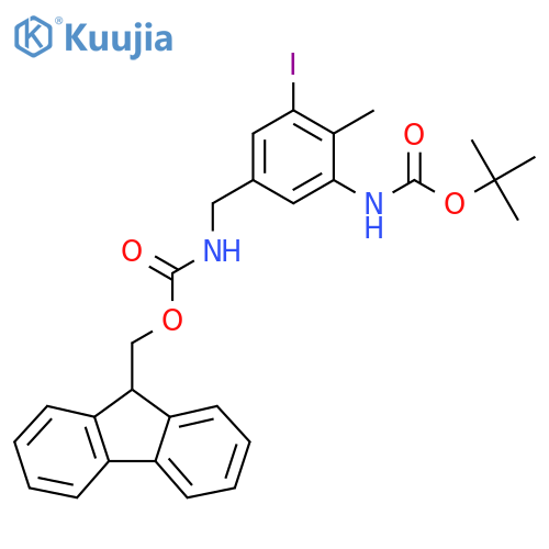(9H-fluoren-9-yl)methyl N-(3-{(tert-butoxy)carbonylamino}-5-iodo-4-methylphenyl)methylcarbamate structure