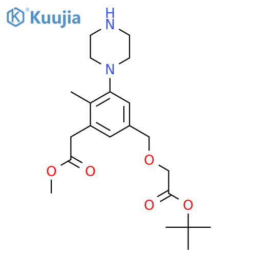 Tert-butyl 2-{[3-(2-methoxy-2-oxoethyl)-4-methyl-5-(piperazin-1-yl)phenyl]methoxy}acetate structure