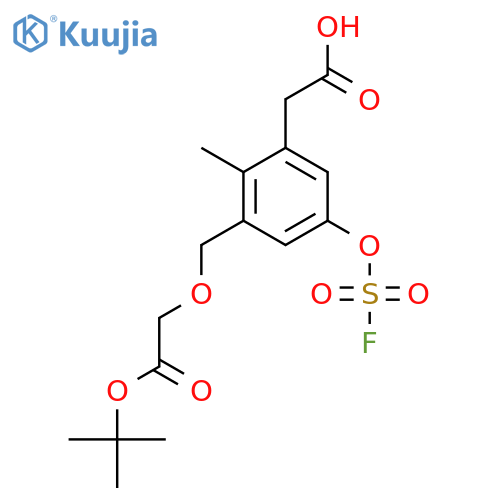 2-(3-{[2-(Tert-butoxy)-2-oxoethoxy]methyl}-5-[(fluorosulfonyl)oxy]-2-methylphenyl)acetic acid structure