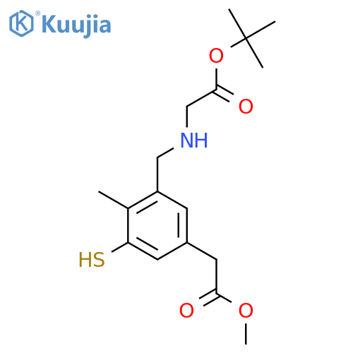 tert-butyl 2-({5-(2-methoxy-2-oxoethyl)-2-methyl-3-sulfanylphenylmethyl}amino)acetate structure