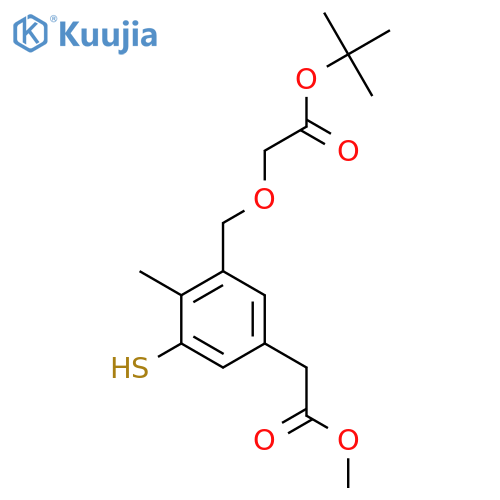 tert-butyl 2-{5-(2-methoxy-2-oxoethyl)-2-methyl-3-sulfanylphenylmethoxy}acetate structure