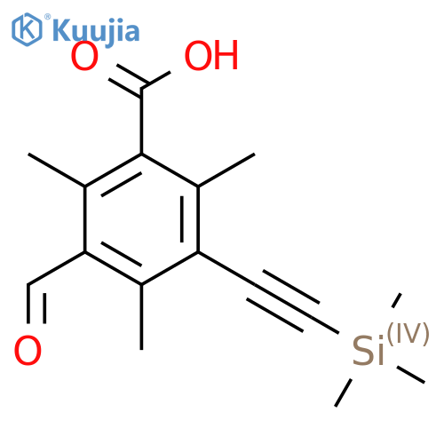 3-formyl-2,4,6-trimethyl-5-2-(trimethylsilyl)ethynylbenzoic acid structure