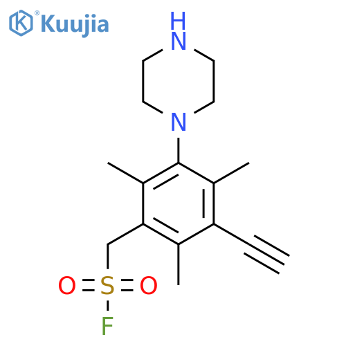[3-Ethynyl-2,4,6-trimethyl-5-(piperazin-1-yl)phenyl]methanesulfonyl fluoride structure