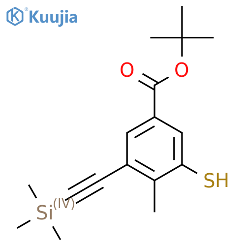 tert-butyl 4-methyl-3-sulfanyl-5-2-(trimethylsilyl)ethynylbenzoate structure