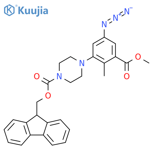 (9H-fluoren-9-yl)methyl 4-5-azido-3-(methoxycarbonyl)-2-methylphenylpiperazine-1-carboxylate structure