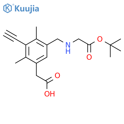 2-[5-({[2-(Tert-butoxy)-2-oxoethyl]amino}methyl)-3-ethynyl-2,4-dimethylphenyl]acetic acid structure