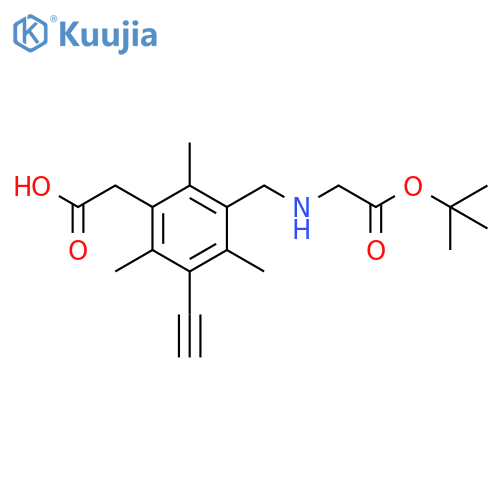 2-[3-({[2-(Tert-butoxy)-2-oxoethyl]amino}methyl)-5-ethynyl-2,4,6-trimethylphenyl]acetic acid structure