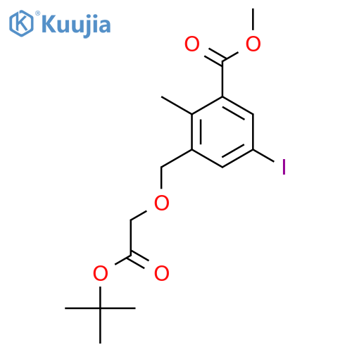 methyl 3-{2-(tert-butoxy)-2-oxoethoxymethyl}-5-iodo-2-methylbenzoate structure