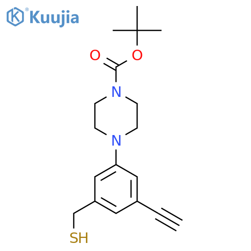 tert-butyl 4-3-ethynyl-5-(sulfanylmethyl)phenylpiperazine-1-carboxylate structure