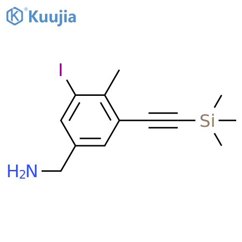 1-{3-iodo-4-methyl-5-2-(trimethylsilyl)ethynylphenyl}methanamine structure