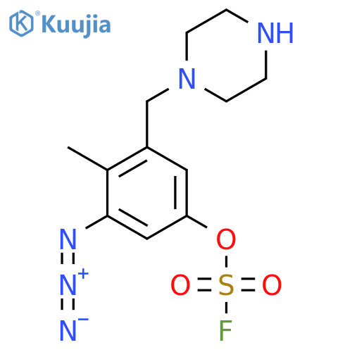 3-Azido-4-methyl-5-[(piperazin-1-yl)methyl]phenyl sulfurofluoridate structure