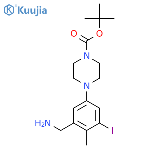 tert-butyl 4-3-(aminomethyl)-5-iodo-4-methylphenylpiperazine-1-carboxylate structure
