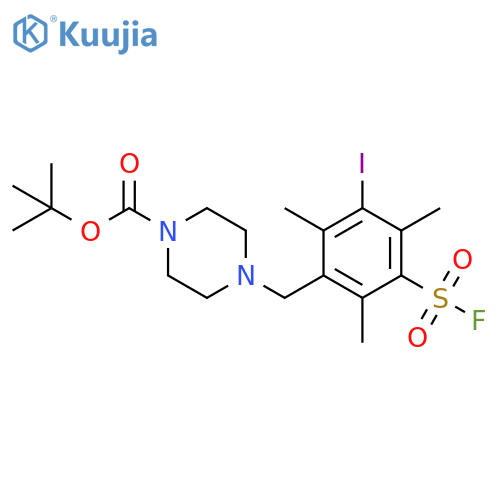 Tert-butyl 4-{[3-(fluorosulfonyl)-5-iodo-2,4,6-trimethylphenyl]methyl}piperazine-1-carboxylate structure
