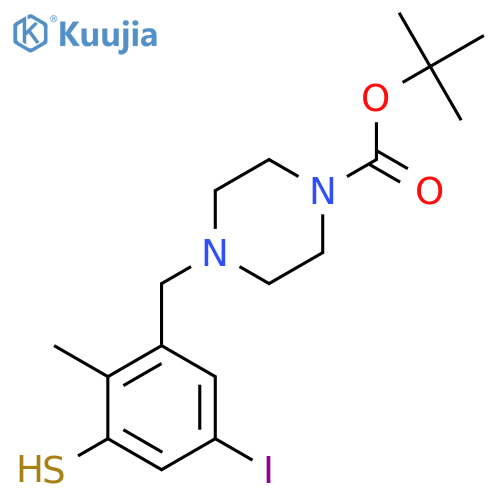tert-butyl 4-(5-iodo-2-methyl-3-sulfanylphenyl)methylpiperazine-1-carboxylate structure