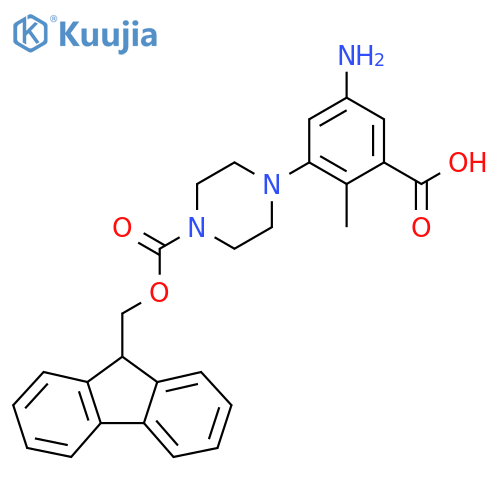 5-amino-3-(4-{[(9H-fluoren-9-yl)methoxy]carbonyl}piperazin-1-yl)-2-methylbenzoic acid structure