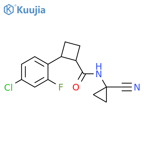 2-(4-chloro-2-fluorophenyl)-N-(1-cyanocyclopropyl)cyclobutane-1-carboxamide structure