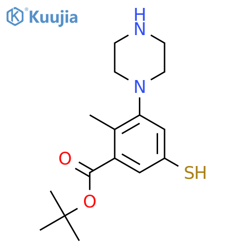 Tert-butyl 2-methyl-3-(piperazin-1-yl)-5-sulfanylbenzoate structure