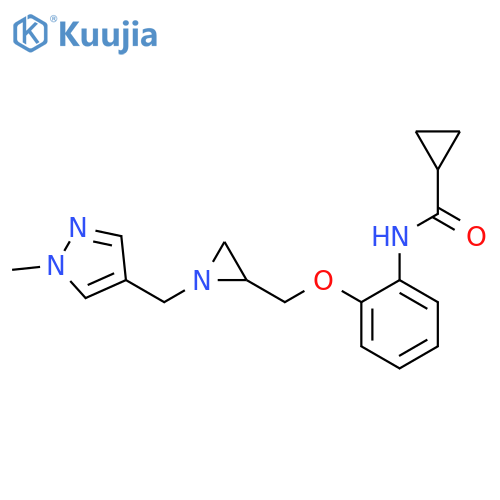N-[2-[[1-[(1-Methylpyrazol-4-yl)methyl]aziridin-2-yl]methoxy]phenyl]cyclopropanecarboxamide structure