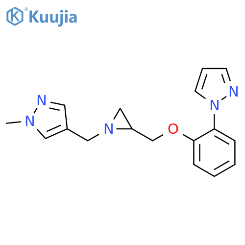 1-Methyl-4-[[2-[(2-pyrazol-1-ylphenoxy)methyl]aziridin-1-yl]methyl]pyrazole structure