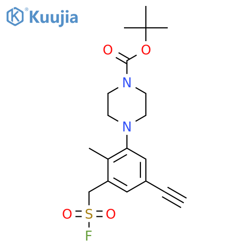 tert-butyl 4-{5-ethynyl-3-(fluorosulfonyl)methyl-2-methylphenyl}piperazine-1-carboxylate structure