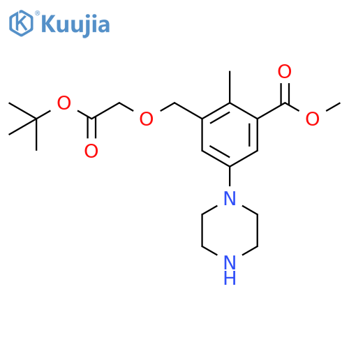 Methyl 3-{[2-(tert-butoxy)-2-oxoethoxy]methyl}-2-methyl-5-(piperazin-1-yl)benzoate structure