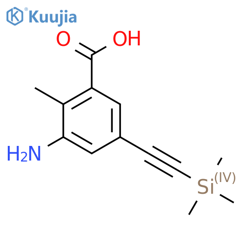 3-Amino-2-methyl-5-[2-(trimethylsilyl)ethynyl]benzoic acid structure
