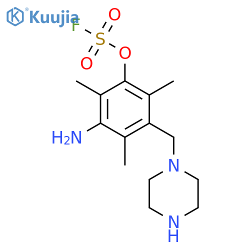 3-Amino-2,4,6-trimethyl-5-[(piperazin-1-yl)methyl]phenyl sulfurofluoridate structure