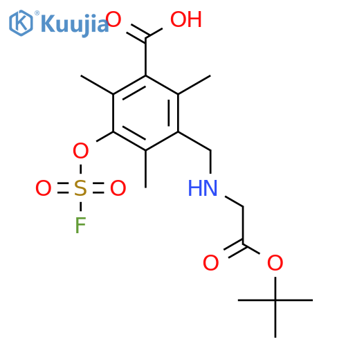 3-({[2-(Tert-butoxy)-2-oxoethyl]amino}methyl)-5-[(fluorosulfonyl)oxy]-2,4,6-trimethylbenzoic acid structure