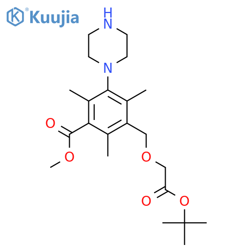 Methyl 3-{[2-(tert-butoxy)-2-oxoethoxy]methyl}-2,4,6-trimethyl-5-(piperazin-1-yl)benzoate structure