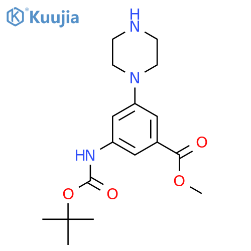 Methyl 3-{[(tert-butoxy)carbonyl]amino}-5-(piperazin-1-yl)benzoate structure