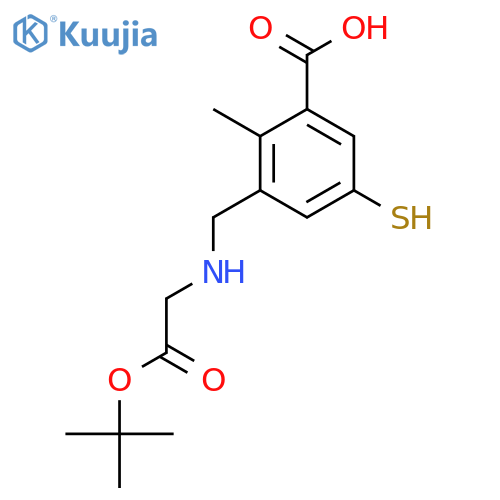 3-({2-(tert-butoxy)-2-oxoethylamino}methyl)-2-methyl-5-sulfanylbenzoic acid structure