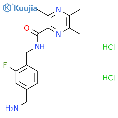 N-{4-(aminomethyl)-2-fluorophenylmethyl}-3,5,6-trimethylpyrazine-2-carboxamide dihydrochloride structure