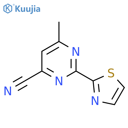 6-methyl-2-(1,3-thiazol-2-yl)pyrimidine-4-carbonitrile structure