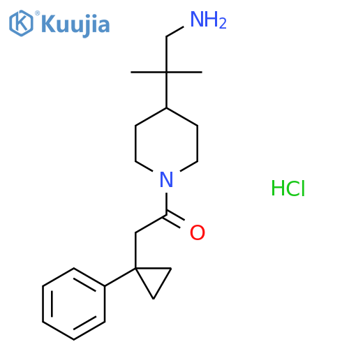 1-4-(1-amino-2-methylpropan-2-yl)piperidin-1-yl-2-(1-phenylcyclopropyl)ethan-1-one hydrochloride structure