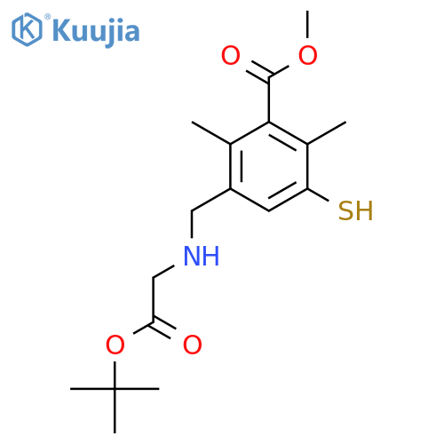 methyl 3-({2-(tert-butoxy)-2-oxoethylamino}methyl)-2,6-dimethyl-5-sulfanylbenzoate structure