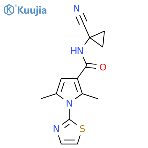N-(1-cyanocyclopropyl)-2,5-dimethyl-1-(1,3-thiazol-2-yl)-1H-pyrrole-3-carboxamide structure