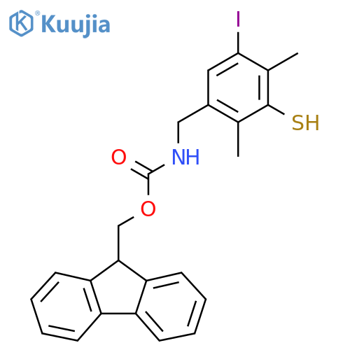 (9H-fluoren-9-yl)methyl N-(5-iodo-2,4-dimethyl-3-sulfanylphenyl)methylcarbamate structure