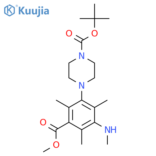 Tert-butyl 4-[3-(methoxycarbonyl)-2,4,6-trimethyl-5-(methylamino)phenyl]piperazine-1-carboxylate structure