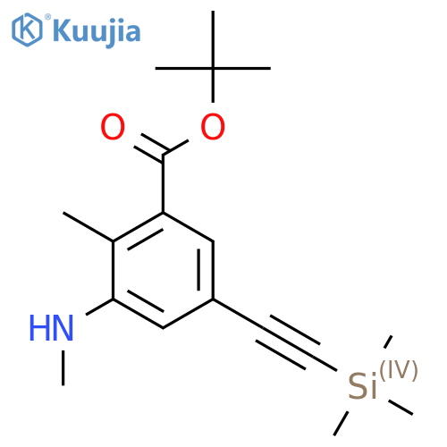 tert-butyl 2-methyl-3-(methylamino)-5-2-(trimethylsilyl)ethynylbenzoate structure