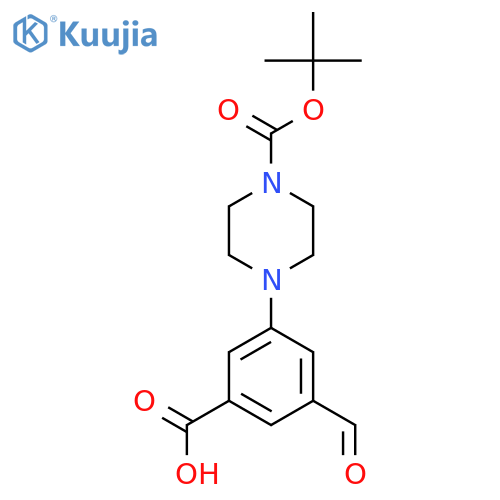 3-{4-[(Tert-butoxy)carbonyl]piperazin-1-yl}-5-formylbenzoic acid structure