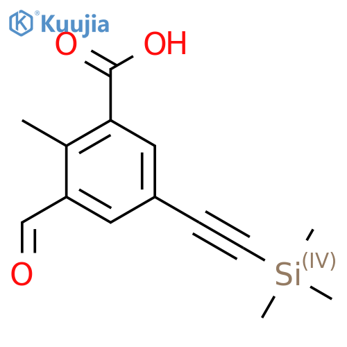 3-formyl-2-methyl-5-2-(trimethylsilyl)ethynylbenzoic acid structure