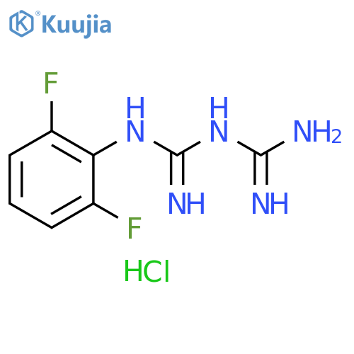 1-carbamimidamido-N-(2,6-difluorophenyl)methanimidamide hydrochloride structure